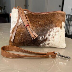 “Real Cowhide Leather Hand Clutch & Crossbody Purse – Versatile Handbag”